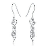 925 Silver Heart Celtic Knot Drop Earrings Hypoallergenic Gift