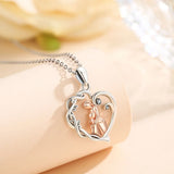 925 Silver Mom & Child Heart Pendant Necklace Mother Baby Gift