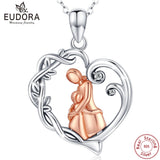 925 Silver Mom & Child Heart Pendant Necklace Mother Baby Gift