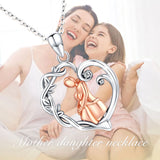925 Silver Mom & Child Heart Pendant Necklace Mother Baby Gift