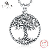Real 925 Sterling Silver twins tree of life tree Pendant Necklace charm