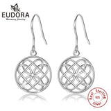 925 Sterling Silver Celtic Knot Round Drop Earring Love Knot Women Fine Jewelry