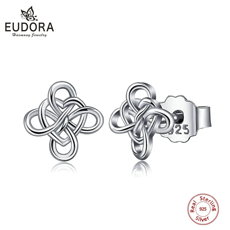 S925 Silver Stud Earring Celtics Knot Flower Earring CYE48