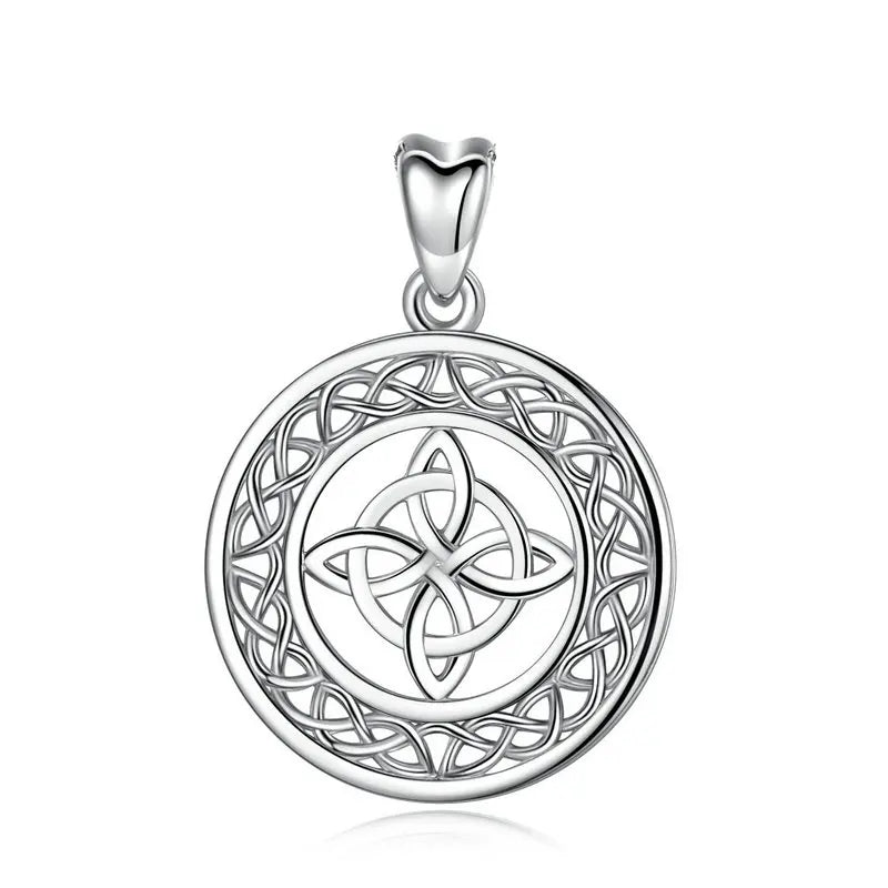 Sterling Silver Celtic Knot Pendant Necklace for Good Luck D122