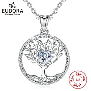 Sterling Silver Tree of Life Pendant Necklace with Crystal CZ