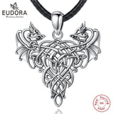 Vintage Oxidized Silver Celtic Dragon Necklace