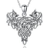 Vintage Oxidized Silver Celtic Dragon Necklace