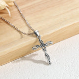 Vintage Cross Pendant Necklace with Link Chain Women Jewelry