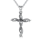 Vintage Cross Pendant Necklace with Link Chain Women Jewelry