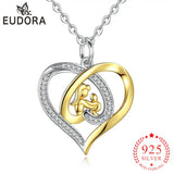 Sterling Silver Mother Daughter Necklace Heart Pendant Gift