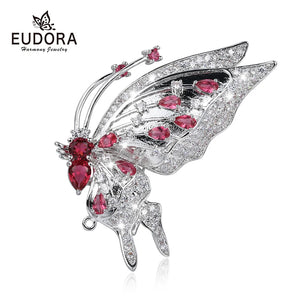 EUDORA Crystal Insect Brooch Butterfly Pin Brooches Women Scarf Clip
