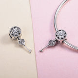 925 Sterling Silver Daisy Flower Key Dangle Charm Pendant for Women