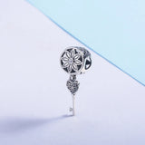925 Sterling Silver Daisy Flower Key Dangle Charm Pendant for Women