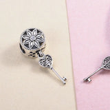 925 Sterling Silver Daisy Flower Key Dangle Charm Pendant for Women