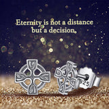 925 Silver Celtics Knot Cross Stud Earring Vintage Dangler CYE34