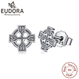 925 Silver Celtics Knot Cross Stud Earring Vintage Dangler CYE34