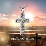 925 Silver Cross Pendant Celtics Knot Necklace with Box