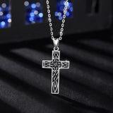 925 Silver Cross Pendant Celtics Knot Necklace with Box