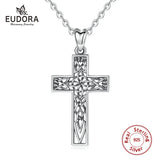 925 Silver Cross Pendant Celtics Knot Necklace with Box