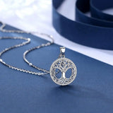 Sterling Silver Tree of Life Necklace Pendant with Clear CZ