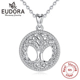 Sterling Silver Tree of Life Necklace Pendant with Clear CZ