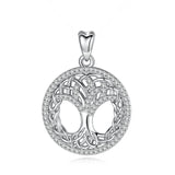 Sterling Silver Tree of Life Necklace Pendant with Clear CZ
