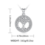 Sterling Silver Tree of Life Necklace Pendant with Clear CZ