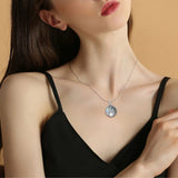 Mother of Pearl 925 Silver Sun Necklace Pendant Women Men D019