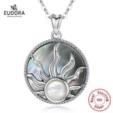 Mother of Pearl 925 Silver Sun Necklace Pendant Women Men D019