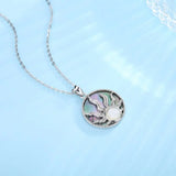 Mother of Pearl 925 Silver Sun Necklace Pendant Women Men D019