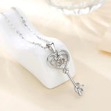 925 Silver Happiness Key Necklace for Women Teen Party Gift