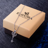 925 Silver Happiness Key Necklace for Women Teen Party Gift