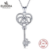 925 Silver Happiness Key Necklace for Women Teen Party Gift