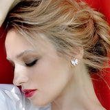 925 Silver Opal Butterfly Stud Earrings with Box