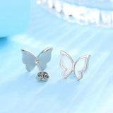925 Silver Opal Butterfly Stud Earrings with Box