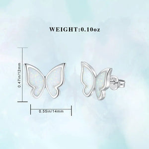 925 Silver Opal Butterfly Stud Earrings with Box