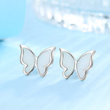 925 Silver Opal Butterfly Stud Earrings with Box