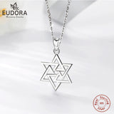 Real 925 Sterling Silver Star of David Pendant Women Hexagram Necklace