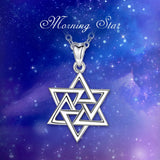 Real 925 Sterling Silver Star of David Pendant Women Hexagram Necklace