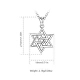 Real 925 Sterling Silver Star of David Pendant Women Hexagram Necklace