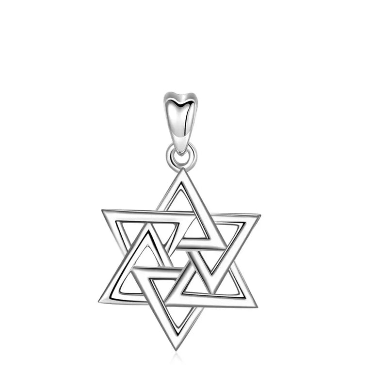 Real 925 Sterling Silver Star of David Pendant Women Hexagram Necklace