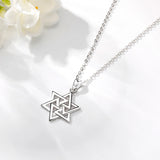 Real 925 Sterling Silver Star of David Pendant Women Hexagram Necklace