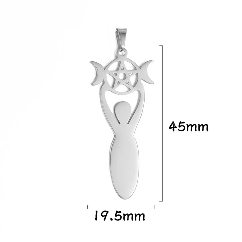 10 Pcs Triple Moon Charms Stainless Steel Goddess Amulet for Jewelry Making