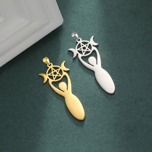 10 Pcs Triple Moon Charms Stainless Steel Goddess Amulet for Jewelry Making