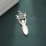 10 Pcs Triple Moon Charms Stainless Steel Goddess Amulet for Jewelry Making