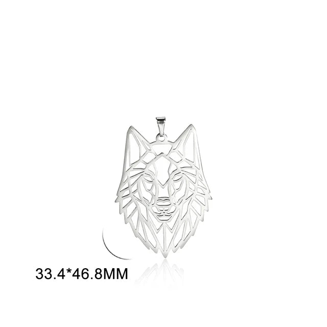 10pcs Wolf Head Pendant Stainless Steel Charms Men's Jewelry