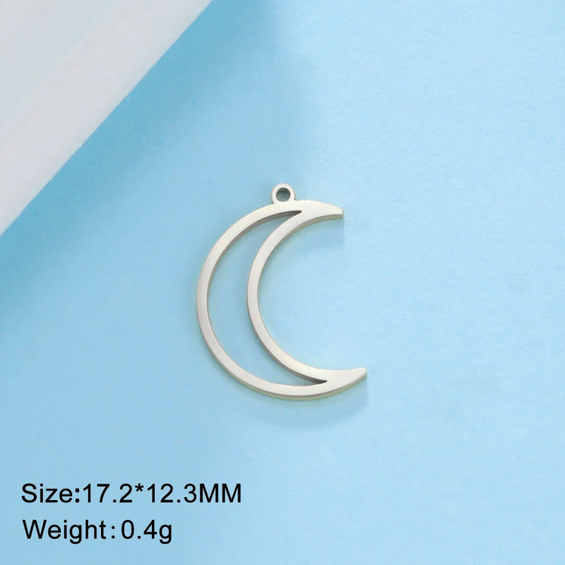 10pcs Moon Star Stainless Steel Charms for Jewelry Making DIY Accessories Bulk