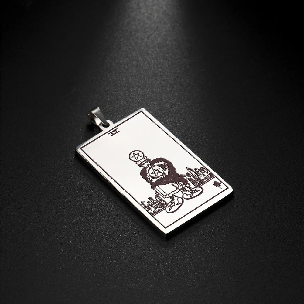 EUEAVAN 10pcs Pentacles Tarot Card Pendant Stainless Steel Accessories