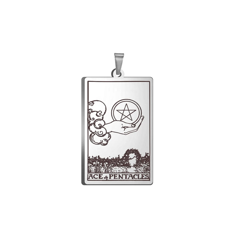 EUEAVAN 10pcs Pentacles Tarot Card Pendant Stainless Steel Accessories