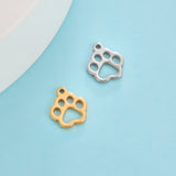 20pcs Stainless Steel Dog Paw Fish Charms for Jewelry Making DIY